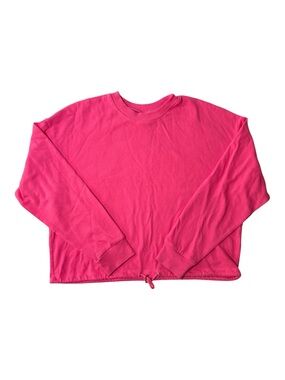 No Boundaries Hot Pink Cropped Sweatshirt XXL Drawstring Hem Pullover